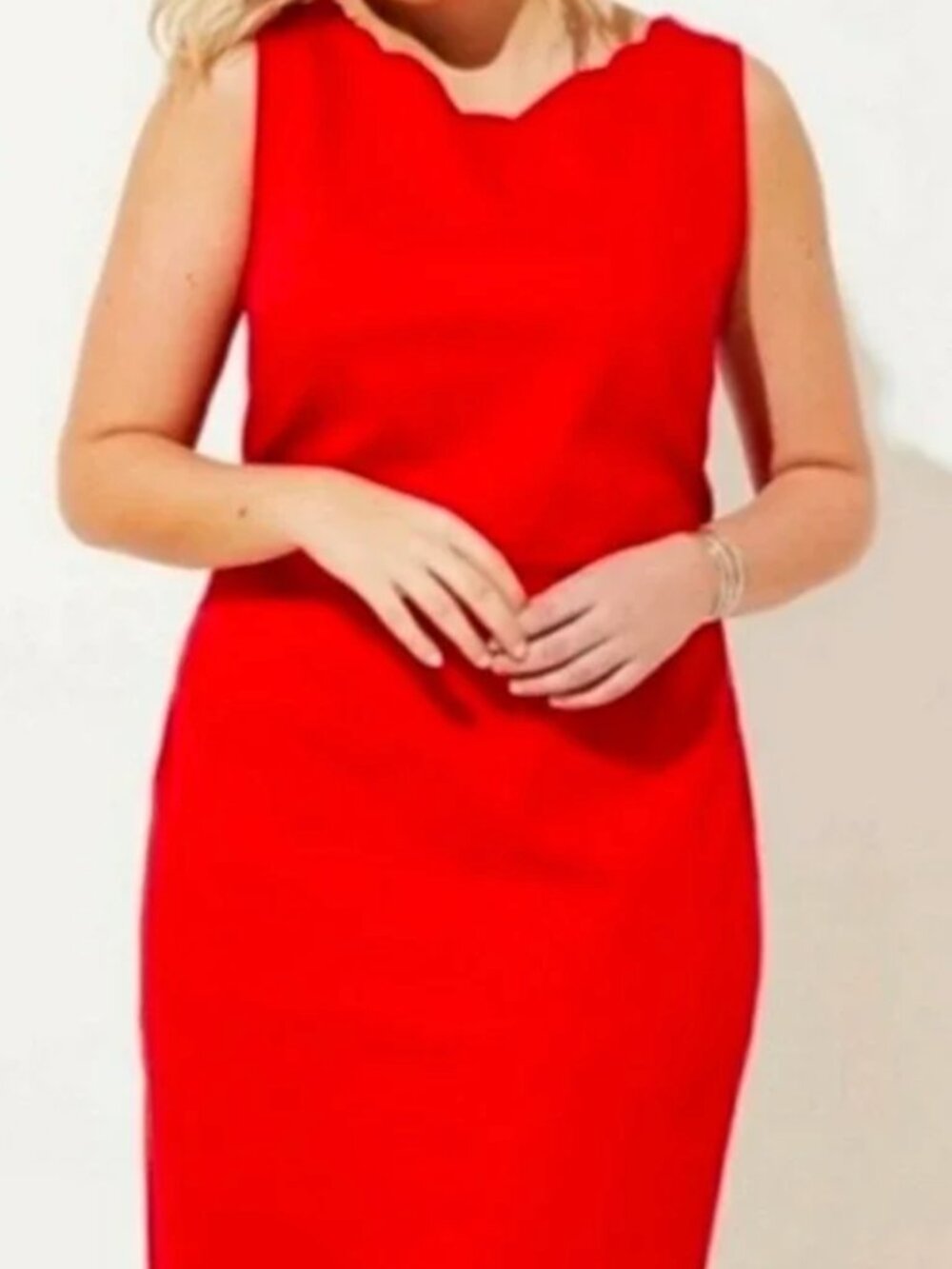 NWT LOFT Plus Red Scallop Neck Sheath Dress 16